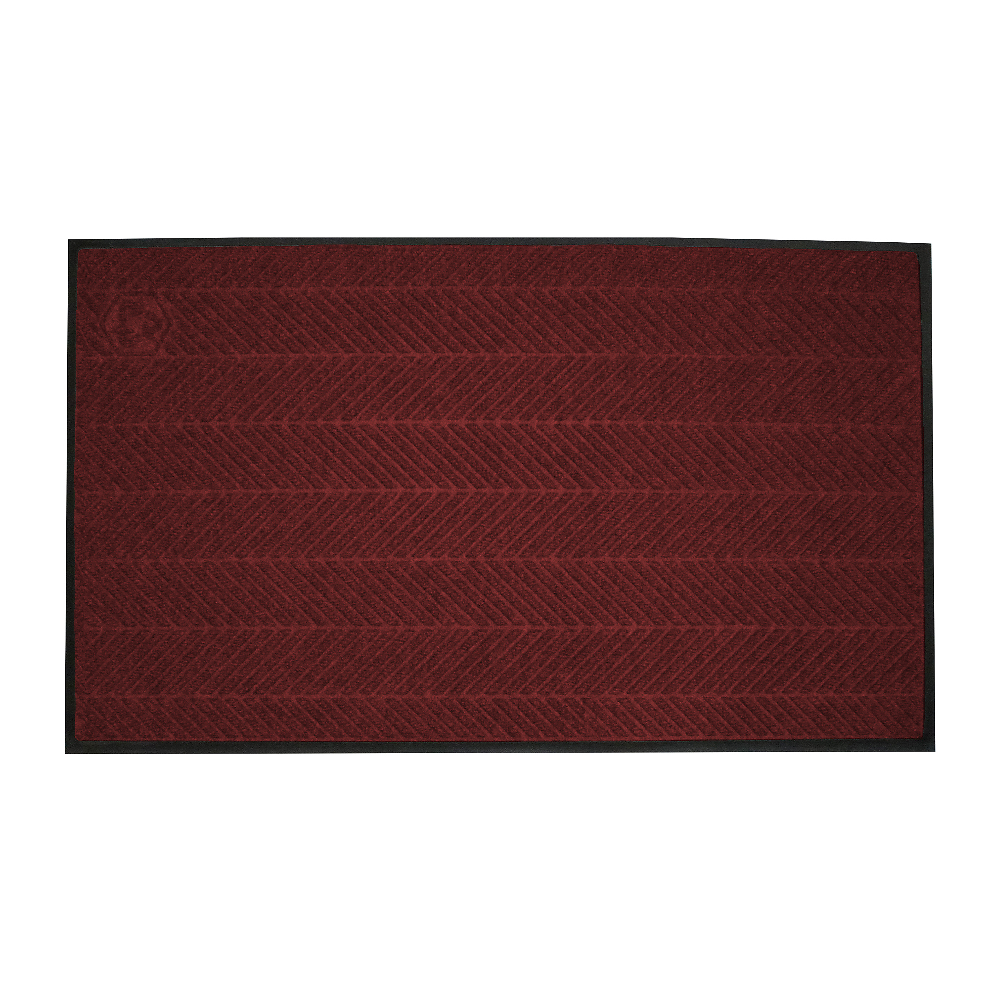 M+A Matting WaterHogHerringbone MatScraper/Wiper Entrance Mat,3' x 5' Maroon, 3/8" Thickness,cleated backed, Model # 22407435070